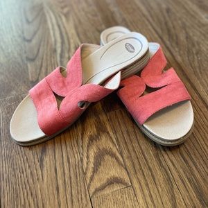 Dr Scholls | Womens Coral Pink Slide Sandals Faux Suede Soze 8.5 EUC